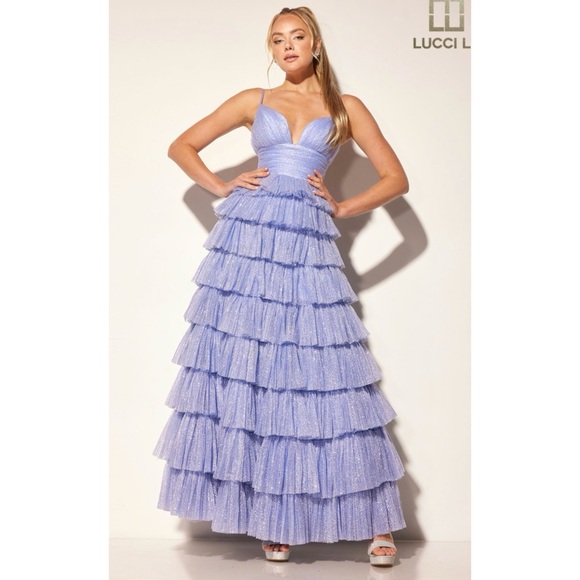 Lavender Tiered Evening Gown